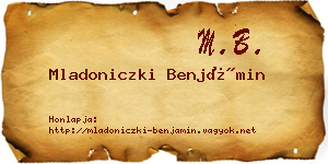 Mladoniczki Benjámin névjegykártya